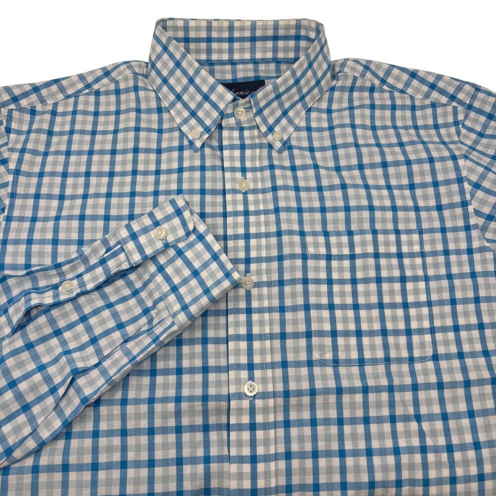 Johnnie-O Large Blue Check Plaid Long Sleeve Button Down Shirt